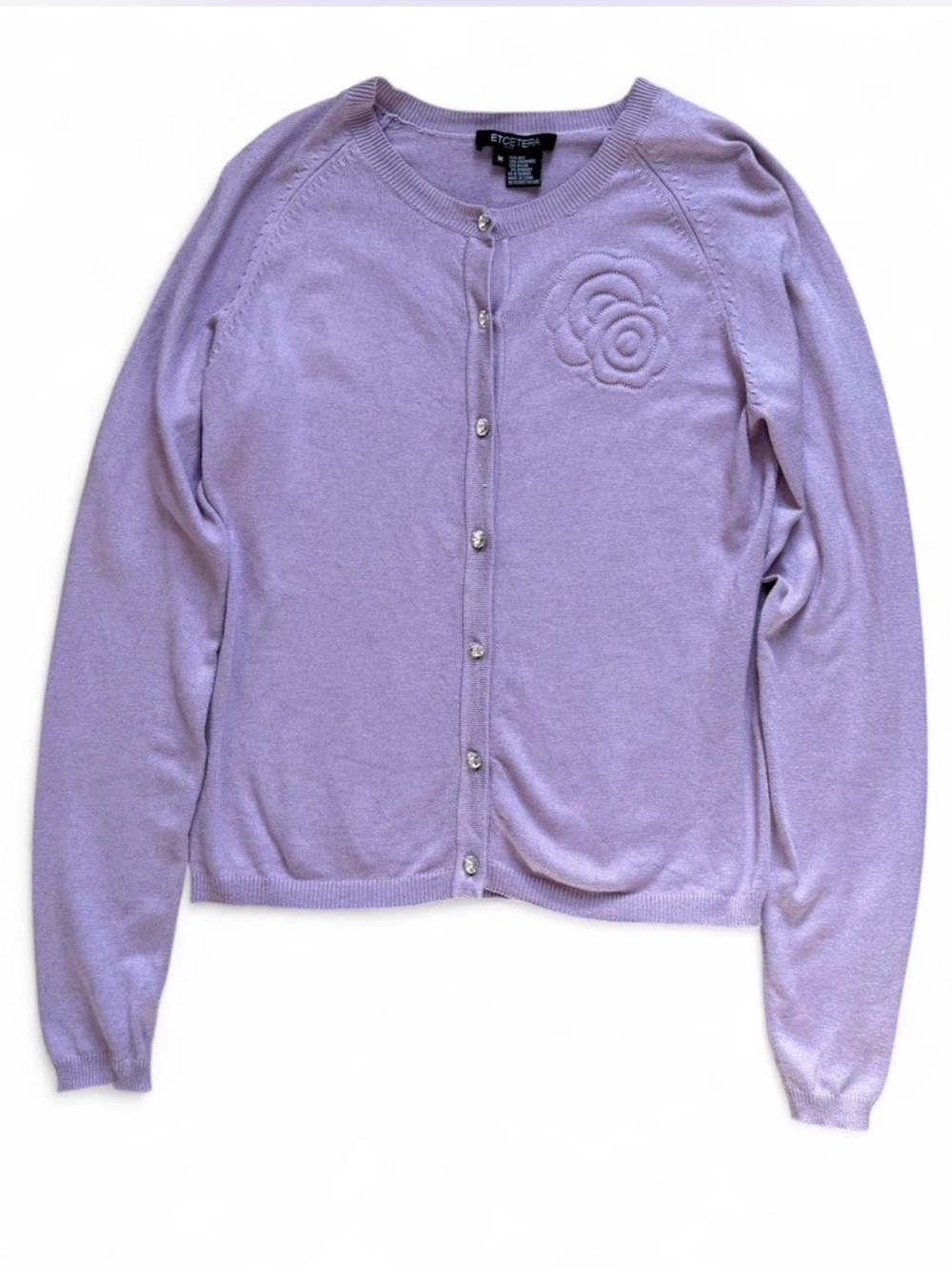 Etcetera Lavender Silk Cashmere Floral Cardigan M